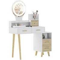 HOMCOM Elegant Dressing Table, with Storage - White(m-1)
