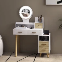 HOMCOM Elegant Dressing Table, with Storage - White(m-10)