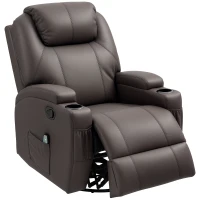 HOMCOM Fotoliu Rabatabil Manual, Fotoliu Electric Rotativ cu Telecomandă și Suport pentru Picioare, 84x92x109 cm, Maro(m-10)