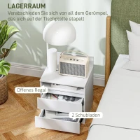 HOMCOM Set van 2 Nachtkastjes met Laden en Open Vak, Modern Bijzettafeltje, voor Slaapkamer, Wit(m-5)
