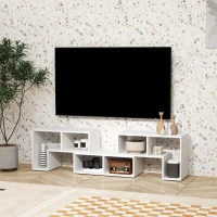 HOMCOM TV Stand for TVs up to 75 Inches, Free Combination TV Unit with Storage Shelves, Extendable Entertainment Centre for Living Room, White Wood Grain(m-6)