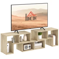 HOMCOM TV Stand for TVs up to 75 Inches, Free Combination TV Unit with Storage Shelves, Extendable Entertainment Centre for Living Room, Grey Oak Wood Grain(m-1)