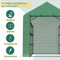 Outsunny Estufa de Jardim Estufa de Exterior com Prateleiras de 4 Níveis Porta com Fecho de Correr e Estrutura de Aço 244x180x210 cm Verde(m-4)