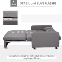 HOMCOM Slaapbank voor 2 Personen, met Opbergruimte, Eenvoudige Ombouw, Flexibel Ontwerp, Grijs(m-7)