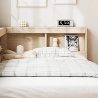 3FT Single Bed with Storage Space, Durable MDF and Plywood, Wooden Bed Frame for Adults and Teenagers, 208L x 108W x 60H cm, White Oak(m-7)