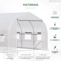 Outsunny Estufa tipo Túnel 4x2x2 m Estufa de Exterior com 8 Janelas de Malha e Porta Estufa de Cultivos para Pátio Jardim Verde(m-4)