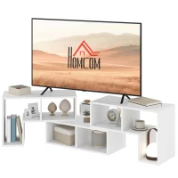 HOMCOM TV Stand for TVs up to 75 Inches, Free Combination TV Unit with Storage Shelves, Extendable Entertainment Centre for Living Room, White Wood Grain(m-11)