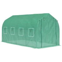 Outsunny Estufa tipo Túnel 4x2x2 m Estufa de Exterior com 8 Janelas de Malha e Porta Estufa de Cultivos para Pátio Jardim Verde(m-11)