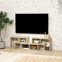 HOMCOM TV Stand for TVs up to 75 Inches, Free Combination TV Unit with Storage Shelves, Extendable Entertainment Centre for Living Room, Grey Oak Wood Grain(m-6)