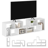 HOMCOM TV Stand for TVs up to 75 Inches, Free Combination TV Unit with Storage Shelves, Extendable Entertainment Centre for Living Room, White Wood Grain(m-8)