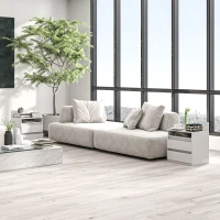 HOMCOM Set van 2 Nachtkastjes met Laden en Open Vak, Modern Bijzettafeltje, voor Slaapkamer, Wit(m-9)