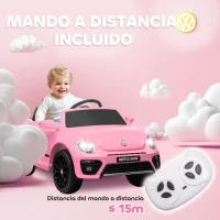 AIYAPLAY Coche Eléctrico para Niños de +3 Años Volkswagen Beetle con Batería 12V Mando a Distancia Faros Bocina y Música Rosa(m-7)