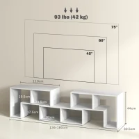 HOMCOM TV Stand for TVs up to 75 Inches, Free Combination TV Unit with Storage Shelves, Extendable Entertainment Centre for Living Room, White Wood Grain(m-3)