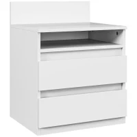 HOMCOM Set van 2 Nachtkastjes met Laden en Open Vak, Modern Bijzettafeltje, voor Slaapkamer, Wit(m-10)