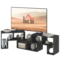 HOMCOM TV Stand for TVs up to 75 Inches, Free Combination TV Unit with Storage Shelves, Extendable Entertainment Centre for Living Room, Black Wood Grain(m-11)