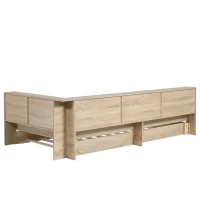 3FT Single Bed with Storage Space, Durable MDF and Plywood, Wooden Bed Frame for Adults and Teenagers, 208L x 108W x 60H cm, White Oak(m-12)