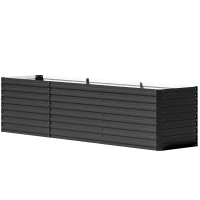 Outsunny Verhoogde Tuinbed, Open Bodem, Gepoedercoat Staal, 240 x 60 x 60 cm, Donkergrijs(m-1)