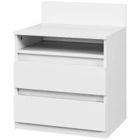 HOMCOM Set van 2 Nachtkastjes met Laden en Open Vak, Modern Bijzettafeltje, voor Slaapkamer, Wit(m-1)