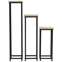 Outsunny 3-teiliges Set Pflanzenständer stapelbar platzsparend 21 cm x 21 cm x 50/70/90 cm Stahl Braun + Schwarz(m-16)
