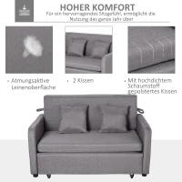 HOMCOM Slaapbank voor 2 Personen, met Opbergruimte, Eenvoudige Ombouw, Flexibel Ontwerp, Grijs(m-4)