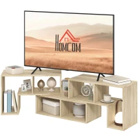 HOMCOM TV Stand for TVs up to 75 Inches, Free Combination TV Unit with Storage Shelves, Extendable Entertainment Centre for Living Room, Grey Oak Wood Grain(m-11)