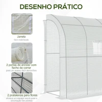 Outsunny Estufa Pequena Estufa de Exterior com Janelas Prateleiras de 3 Níveis Estufa para Cultivo de Plantas Flores 200x100x215 cm Branco(m-6)