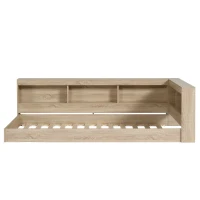 3FT Single Bed with Storage Space, Durable MDF and Plywood, Wooden Bed Frame for Adults and Teenagers, 208L x 108W x 60H cm, White Oak(m-11)