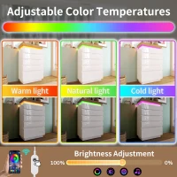 High-Gloss Storage Cabinet with 6 Drawers, LED lighting Chest of Drawers for Bedroom, Living Room, 73L x 39W x 115H cm, White(m-8)