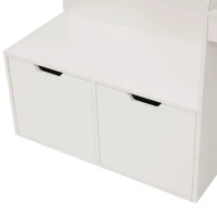 Kids Single Bed with Desk and Storage Drawers, Solid Wood Bed Frame, 195L x 137W x 82.5H cm, White(m-10)
