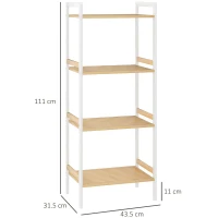 HOMCOM Four-Tier Bamboo Adjustable Shelf Storage Unit(m-3)