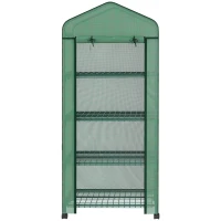 Outsunny Foliekas, Mini-kas, Plantenkas, Koude bak, 4 Plankschappen, 69 x 50 x 165 cm, Groen(m-8)