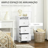 HOMCOM Armário Auxiliar Casa de Banho com 3 Gavetas Móvel de Armazenamento para Casa de Banho Dormitório 29,8x29,8x68,5 cm Branco(m-4)