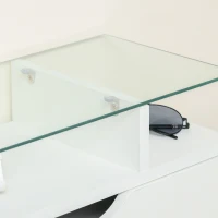 HOMCOM Móvel Sapateira de 2 Portas Sapateira Estreito para 16 Pares de Sapatos com Gaveta Prateleira Aberta e Bancada de Vidro para Corredor Entrada 89x23x96cm Branco(m-11)