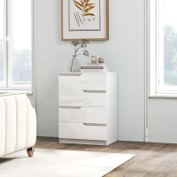 HOMCOM 4 Drawer Chest of Drawers, Modern Dresser for Bedroom, Living Room, 60 x 40 x 85cm, White(m-10)