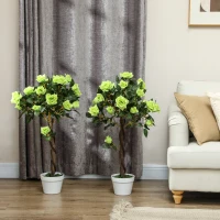 Outsunny Set of Two Faux Rose Trees - Green(m-10)