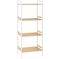 HOMCOM Four-Tier Bamboo Adjustable Shelf Storage Unit(m-1)