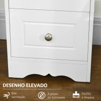 HOMCOM Armário Auxiliar Casa de Banho com 3 Gavetas Móvel de Armazenamento para Casa de Banho Dormitório 29,8x29,8x68,5 cm Branco(m-7)