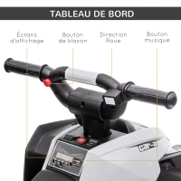 HOMCOM Kinder-Quad Elektrisches Kinderauto, 6 km/h, Sound- und Lichteffekte, : 83 cm x 53 cm x 55,5 cm, Schwarz + Weiß(m-7)