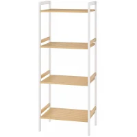 HOMCOM Four-Tier Bamboo Adjustable Shelf Storage Unit(m-11)