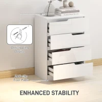 HOMCOM 4 Drawer Chest of Drawers, Modern Dresser for Bedroom, Living Room, 60 x 40 x 85cm, White(m-6)