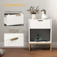 HOMCOM Nachtkastje met Lade en Plank, Opbergruimte en Metalen Poten, voor Slaapkamer, Woonkamer, Wit(m-4)