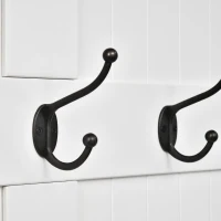 HOMCOM Móvel Cabide de Entrada com Banco Armário de Entrada com Cabide 5 Ganchos e Espaço de Armazenamento 96x34x179,7cm Marfim(m-10)
