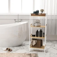 HOMCOM Four-Tier Bamboo Adjustable Shelf Storage Unit(m-2)