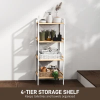 HOMCOM Four-Tier Bamboo Adjustable Shelf Storage Unit(m-4)