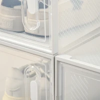 HOMCOM Armário Modular de Plástico Sapateira Modular com 18 Cubos Portas Magnéticas Organizador de Sapatos para Entrada Corredor Dormitório 28x36x21cm Transparente(m-10)