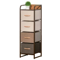 HOMCOM Cómoda de Tecido com 4 Cestos Removíveis e Dobráveis Base Elevada Móvel de Armazenamento para Dormitório Sala de Estar 31x29x99cm Multicor(m-12)
