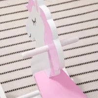 HOMCOM Cavalo Baloiço para Crianças de 1-3 Anos Cavalo Baloiço de Madeira com Guiador e Apoio para os Pés 68x27x46,5cm Branco e Rosa(m-9)
