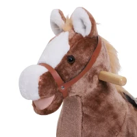 HOMCOM Cavalo de Brincar para crianças +3 anos com Pegas Estrutura Metálica e Base em Madeira Carga 40 kg 74x33x62 cm Castanho(m-7)