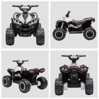 HOMCOM Kinder-Quad Elektrisches Kinderauto, 6 km/h, Sound- und Lichteffekte, : 83 cm x 53 cm x 55,5 cm, Schwarz + Weiß(m-8)
