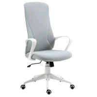 Krzesło biurowe Vinsetto z funkcją kołysania, regulowanej wysokości, ergonomiczne krzesło komputerowe, obrotowe krzesło PC do biura domowego, materiał rozciągliwy, jasnoszare(m-13)